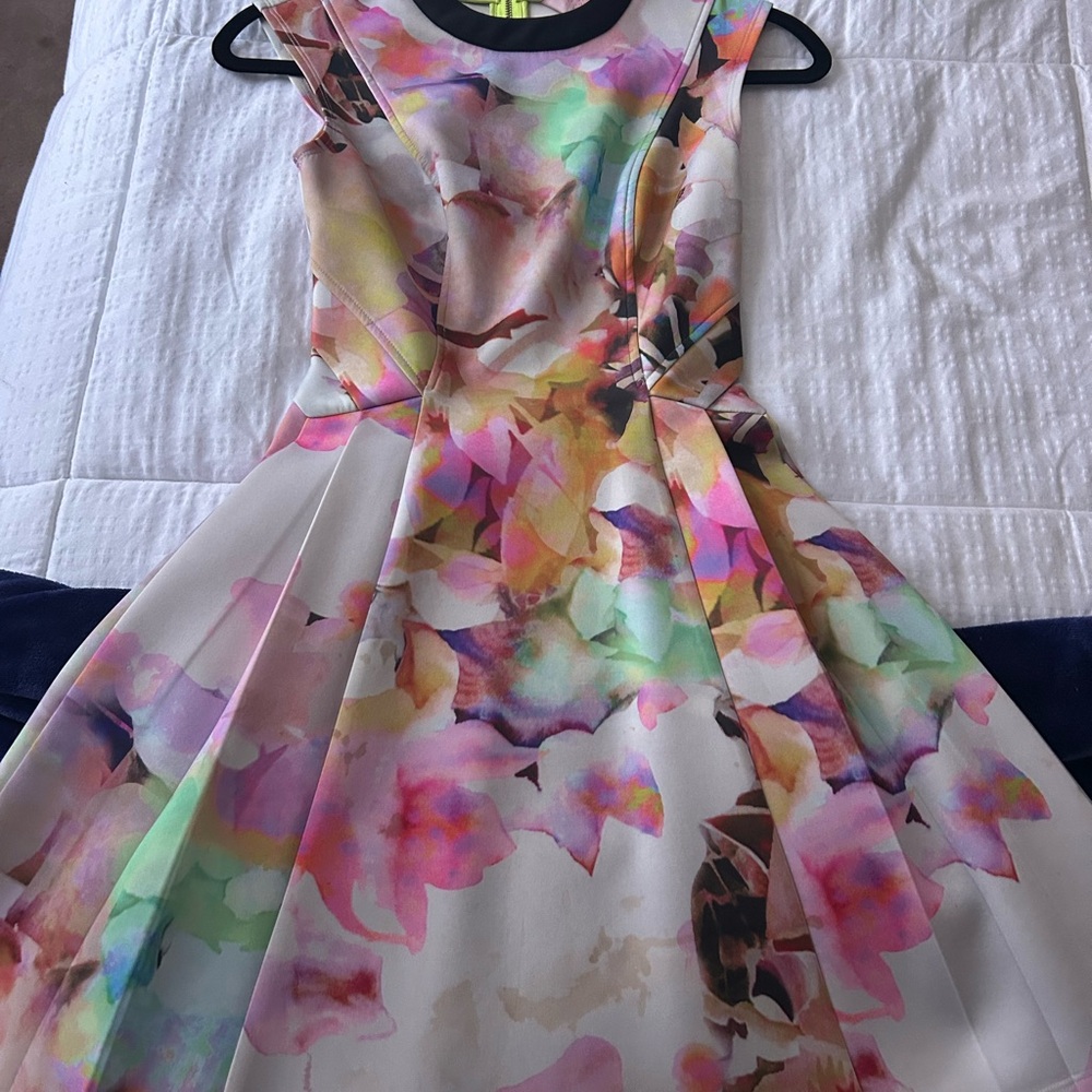 Ted Baker Black and Neon Yellow Dress